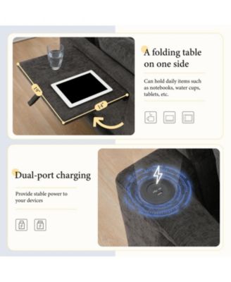 130" Modular Sectional Sofa with Folding Table & Charging