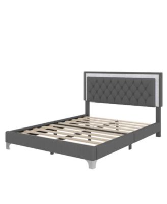 Streamdale Queen Upholstered LED Bed Set with 2 Nightstands