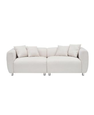 89" White Sofa with Metal Legs & Pillows