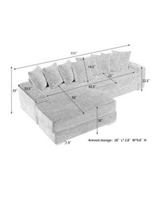 Beige Flannelette Sofa with 8 Throw Pillows