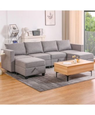 Convertible Modular Sectional Sofa Couch - Dark Grey
