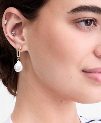 Gold-Tone Imitation Pearl Drop Earrings