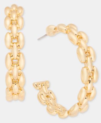 Gold-Tone Chain Link Medium Hoop Earrings, 1.56"