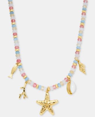 Sea Charm Beaded Statement Necklace, 16" + 3" extender