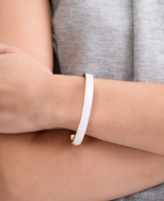 Gold-Tone White Enamel Bangle Bracelet