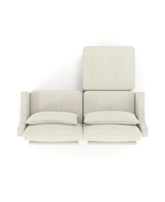 Chenille 2-Seater Sofa with Ottoman & Pillows - Beige