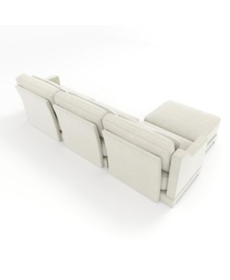 Chenille 3-Seater Sofa w/ Ottomans - Beige