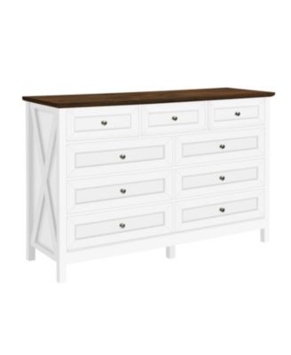  Rustic White 9-Drawer Dresser