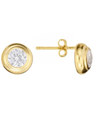 Cubic Zirconia Bezel Stud Earrings