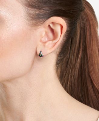 Crystal Stone Christmas Tree Stud Earrings