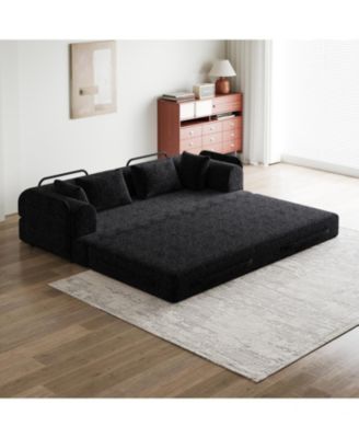 78.7" Convertible Sleeper Sofa Bed with Pillow & Side Pocket