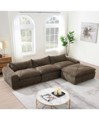  116" Fully Compressed Sofa, High Density Foam, No Assembly, Chenille