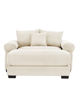 Oversized Cloud Corduroy Sectional Couch with Ottoman & Pillows