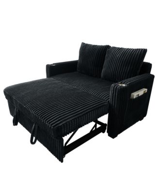 53" Corduroy Sleeper Sofa with USB Charging & Adjustable Back