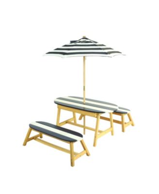 Streamdale Naturally Playful Kids Picnic Table with Umbrella, Indoor/Outdoor Toys-Dark Blue