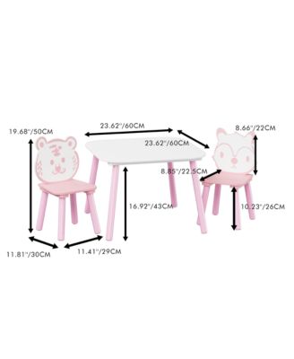 Streamdale Kids 3-Piece Table & Chair Set - Animal Backrest (Pink/White)