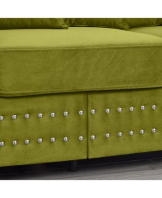 Green Velvet Loveseat Sofa Silver Nails Modern Design