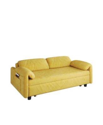 Streamdale Yellow Velvet Sofa Bed - Converts to Retractable Bed