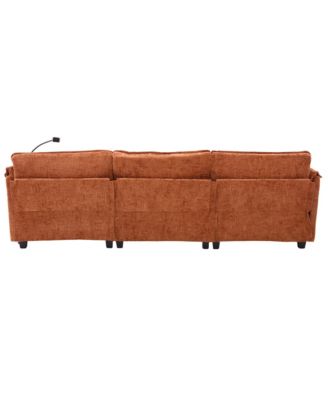 Oversized Sectional Sofa Cloud Couch w/ Ottoman, USB & Phone Holder