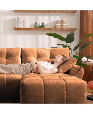 Streamdale Ergonomic Sofa with Ottoman, High-Resilience Cushions, Burnt Orange