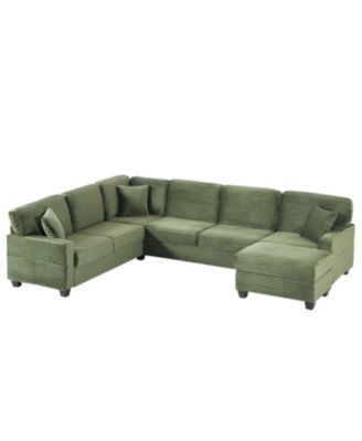 Streamdale U-Shaped Sectional Sofa with Ottoman & Storage - Green
