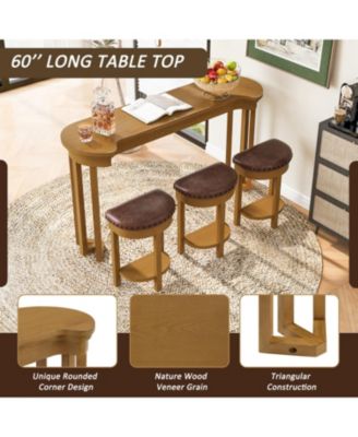Streamdale Bar Table Set with 3 Stools - Counter Height, Natural