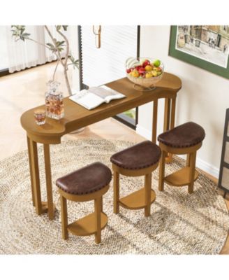 Streamdale Bar Table Set with 3 Stools - Counter Height, Natural