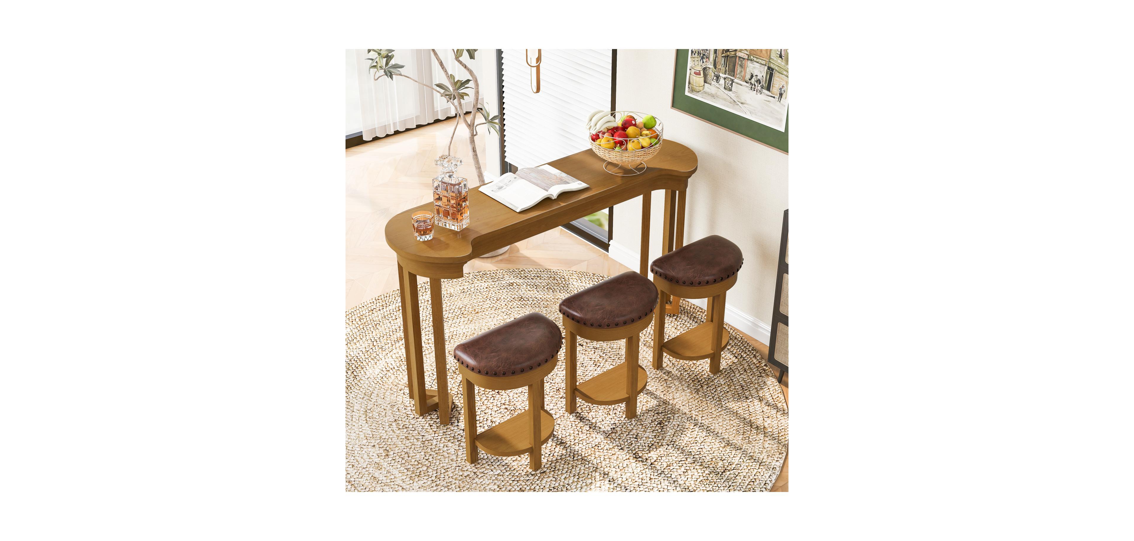 Streamdale Bar Table Set with 3 Stools - Counter Height, Natural