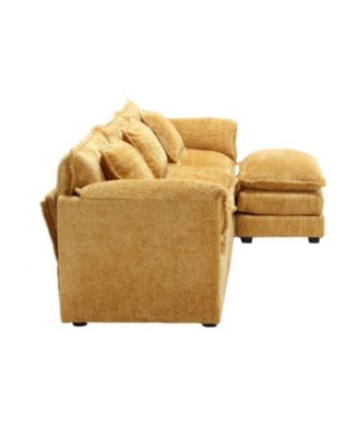 Oversized Chenille Sectional Sofa with Ottoman & Memory Foam
