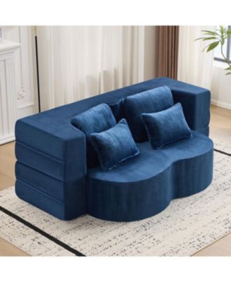 Queen Chenille Foldable Sofa Bed - Convertible Futon Couch