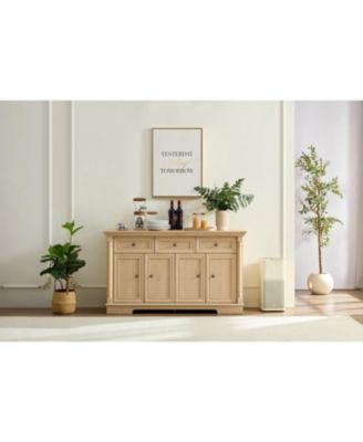  Farmhouse Kitchen Storage Cabinet, Roman Column Coffee Bar/Wine Cooler