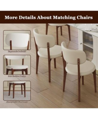 63" Modern Dining Table Set, Burnt Stone Top, Gold Base, 6