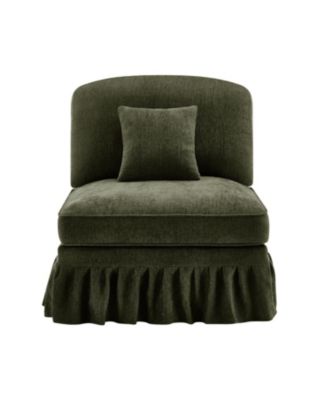  Armless Sofa Chenille W/1 Pillow -Green