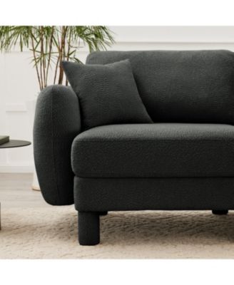 Boucle 4-Seater Sectional Sofa with Ottoman, Shell Armrests