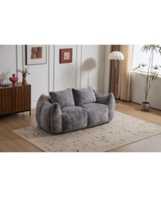 Giant Bean Bag Couch, Ultra Soft Fluffy Loveseat Sofa, Grey