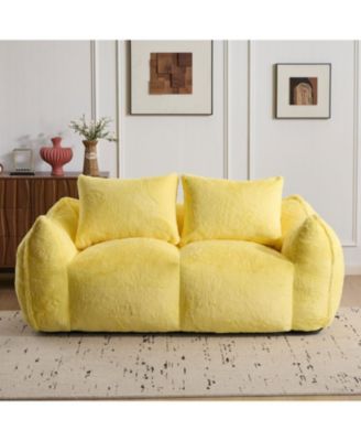 Giant Yellow Bean Bag Couch with Pillows