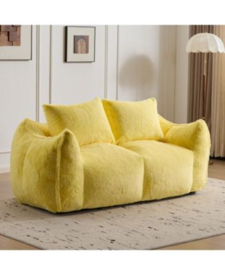 Giant Yellow Bean Bag Couch with Pillows