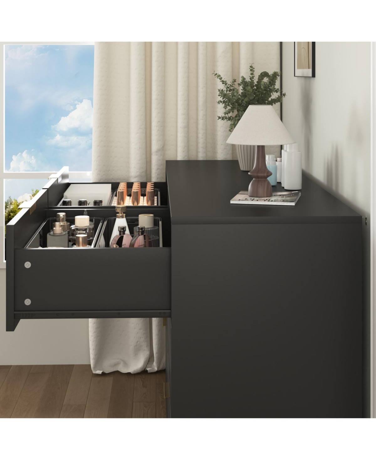 Streamdale Simply Modern 6-Drawer Dresser - Black
