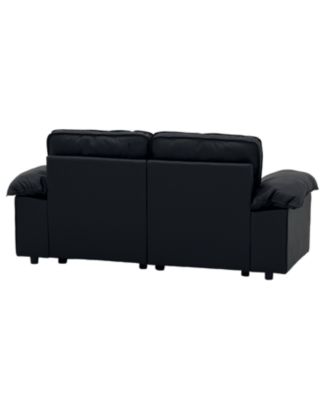 Black Faux Leather Storage Loveseat - Modern 2-Seater Sofa
