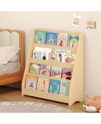 Streamdale 4-Tier Kids Bookshelf, Toddler Book Display, Natural