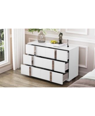 Elegant Modern Mirrored Dresser with 6 Drawers (Old SKU WF319354AAK)