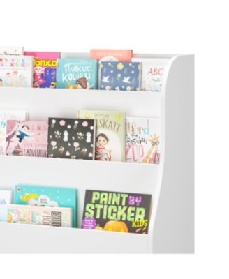 Streamdale Kids Bookshelf with 3 Fabric Bins White Wooden Book Organizer