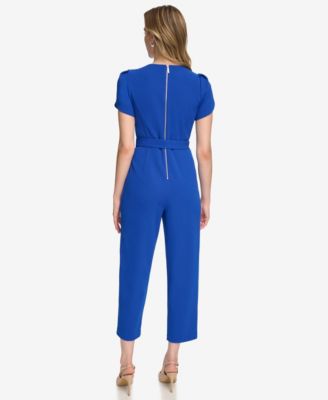 Women's Belted Tulip-Sleeve Jumpsuit