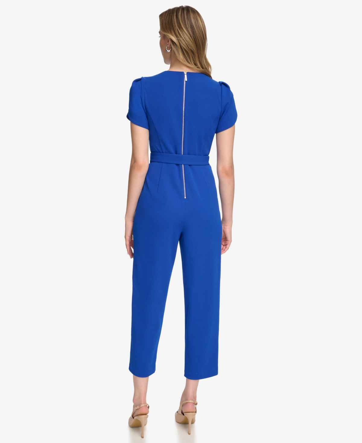Calvin Klein Women's Belted Tulip-Sleeve Jumpsuit