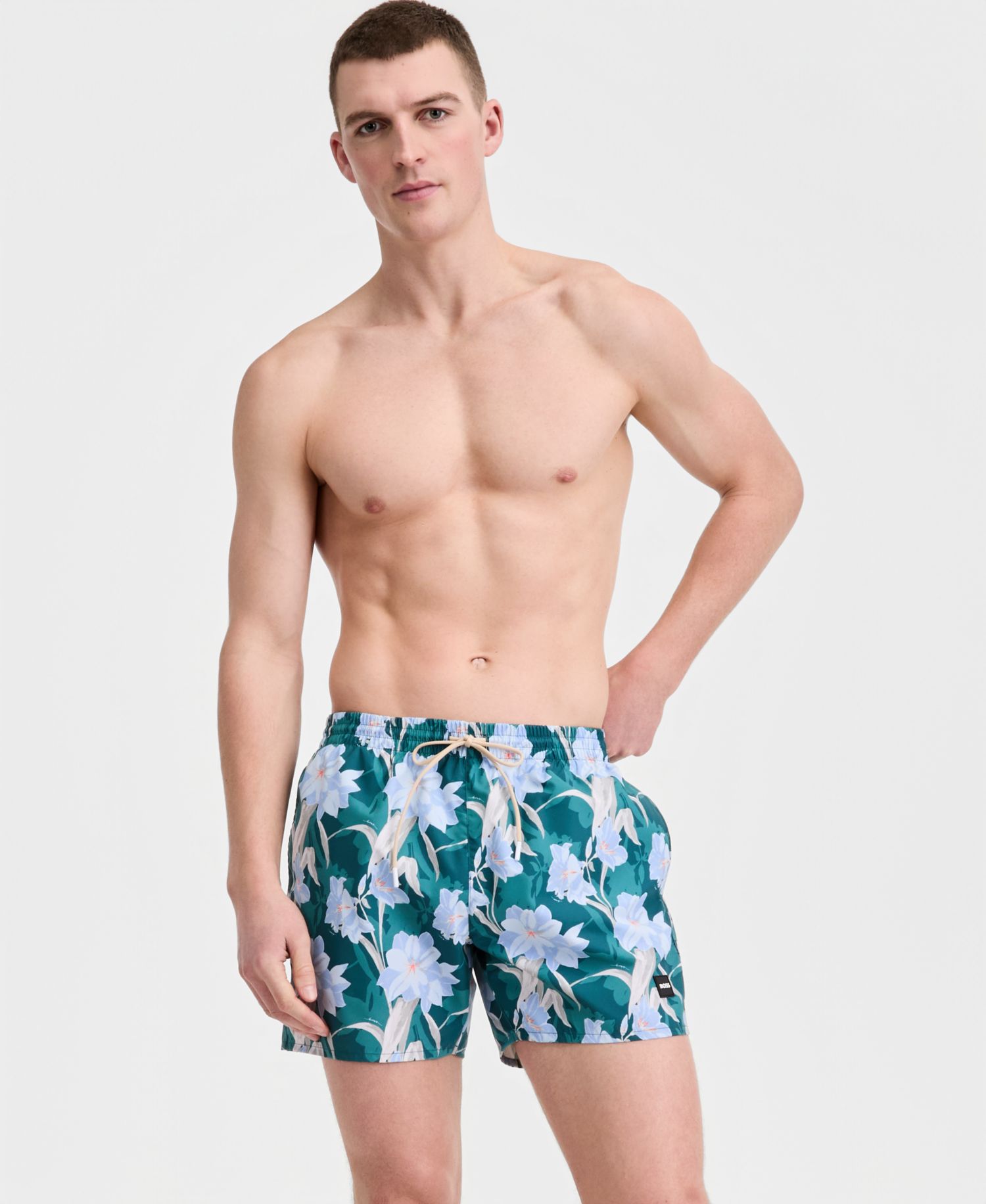 BOSS Men's 5" Tropical Print Swim Trunks