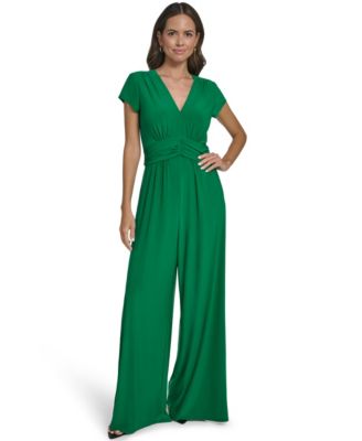 Women's Shirred Front V-Neck Jumpsuit