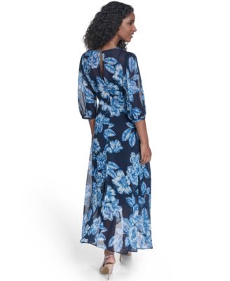 Women's Balloon-Sleeve Faux Wrap Dress