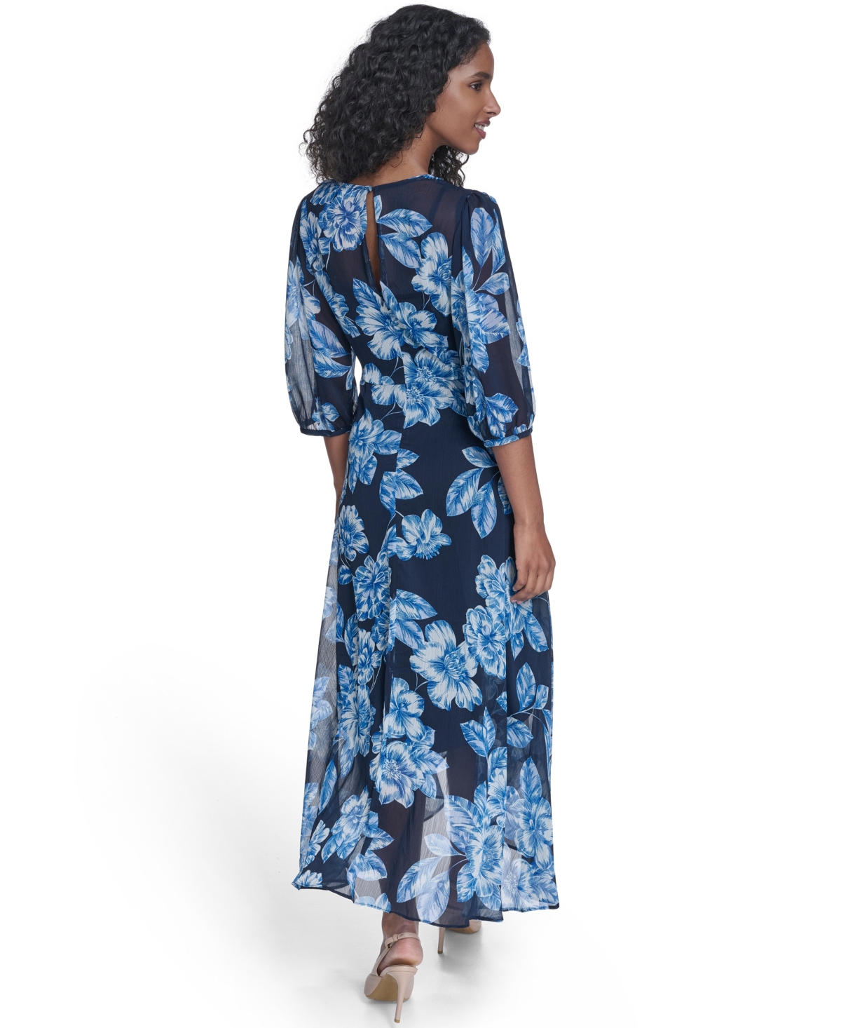 Calvin Klein Women's Balloon-Sleeve Faux Wrap Dress