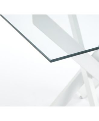 Modern Glass Dining Table White Legs 90x90cm