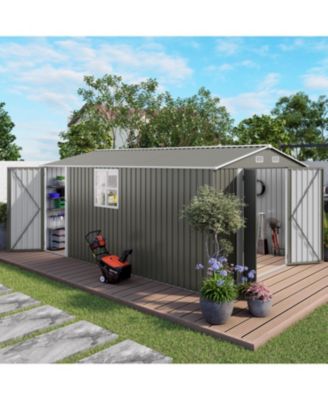 10x14 Metal Storage Shed, Lockable Doors, Window, All-Weather Shelter